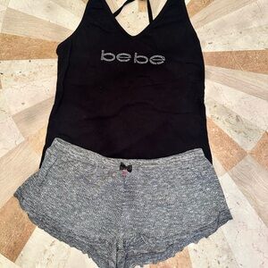 Bebe Black and Gray Pajama Set Large